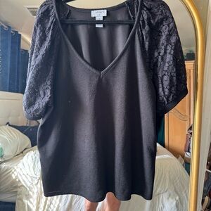 Plus Carmen lace puff sleeve top 1x